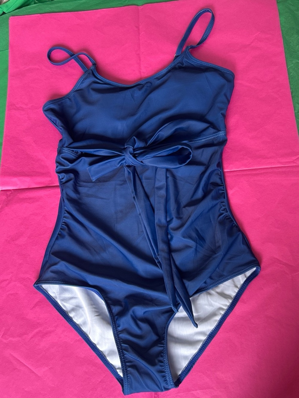 Kids Navy One-Piece Swimsuit with Front Tie